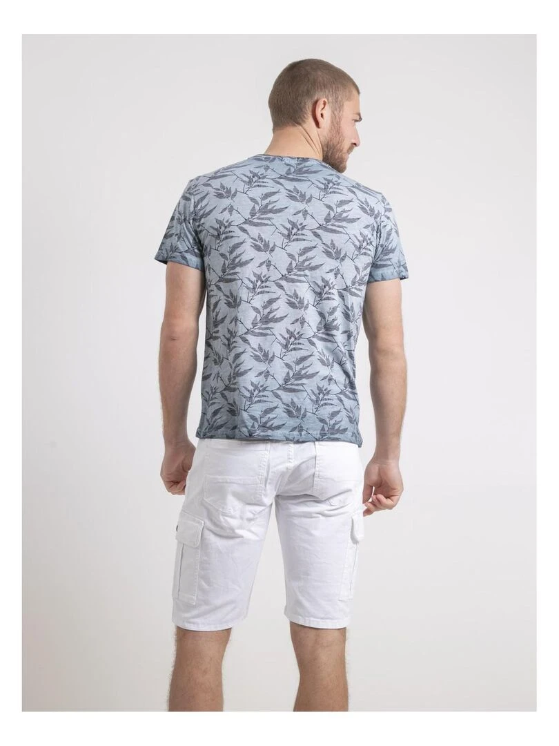 T shirt col rond pur coton NAOKI Bleu