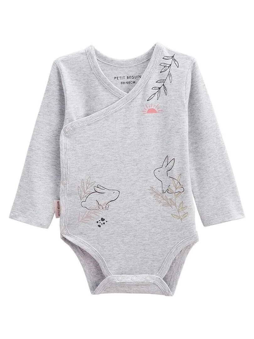 Lot de 2 bodies bébé manches longues ouverture croisée Frimousse Ecru