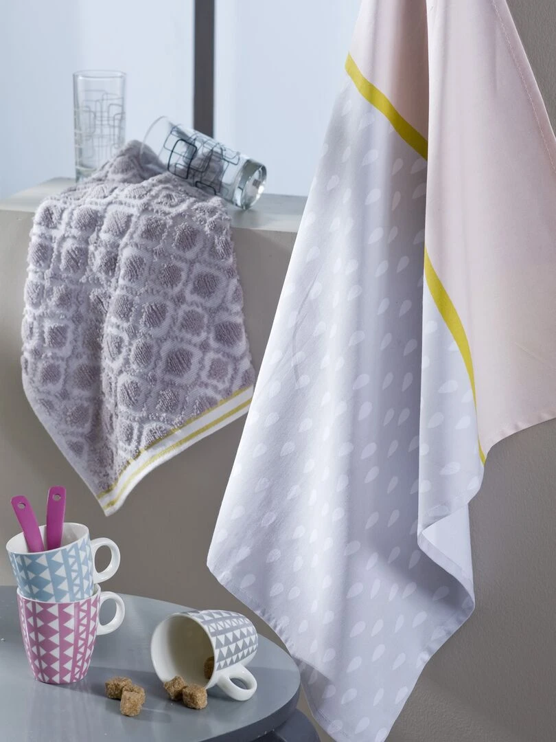 LOT 2 TORCHONS DIANDRA  GRIS   Gris