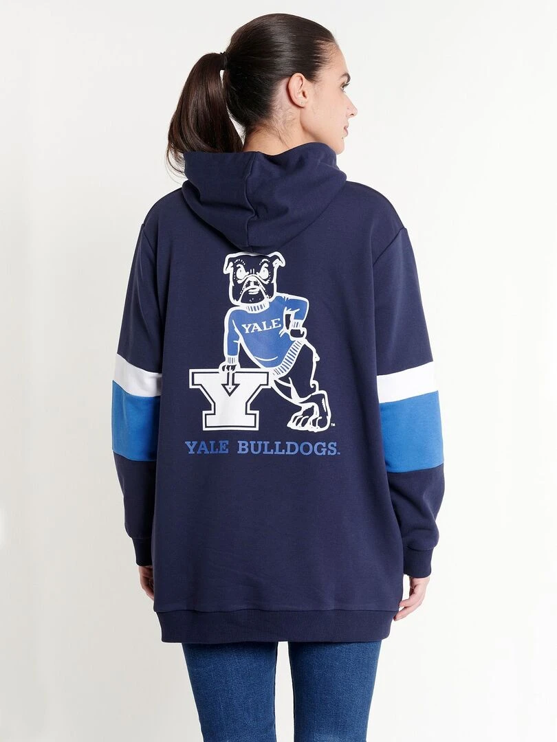 Sweat robe à capuche adulte YALE college imprimé Bulldog   Polycoton   Bleu marine   XXL   Bleu marine