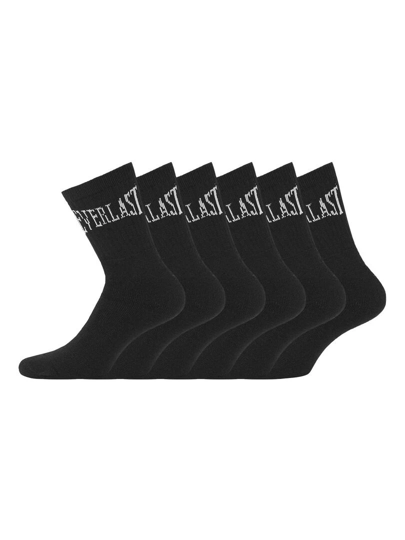 Lot de 6 Paires de Chaussettes Tennis Uni Everlast Noir