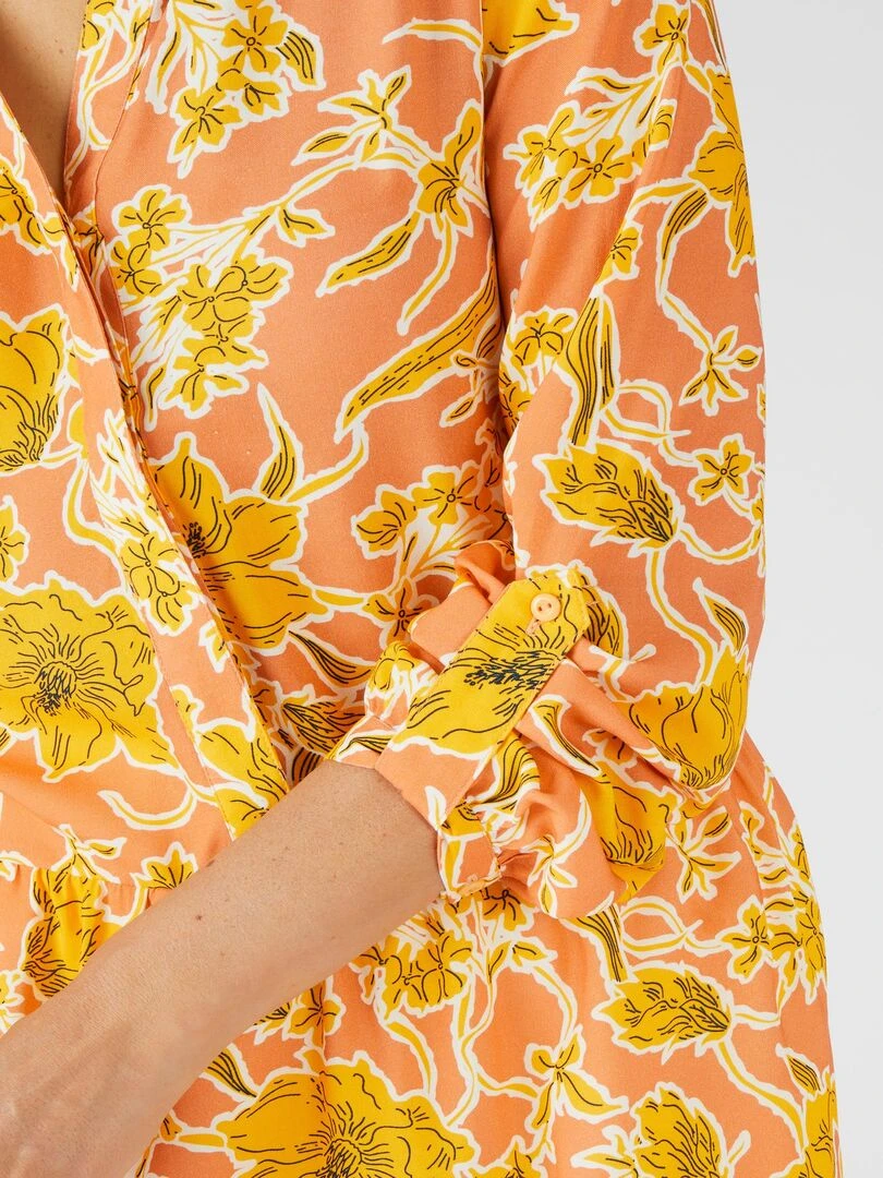 Tunique base volantée fleurie   Damart   Orange