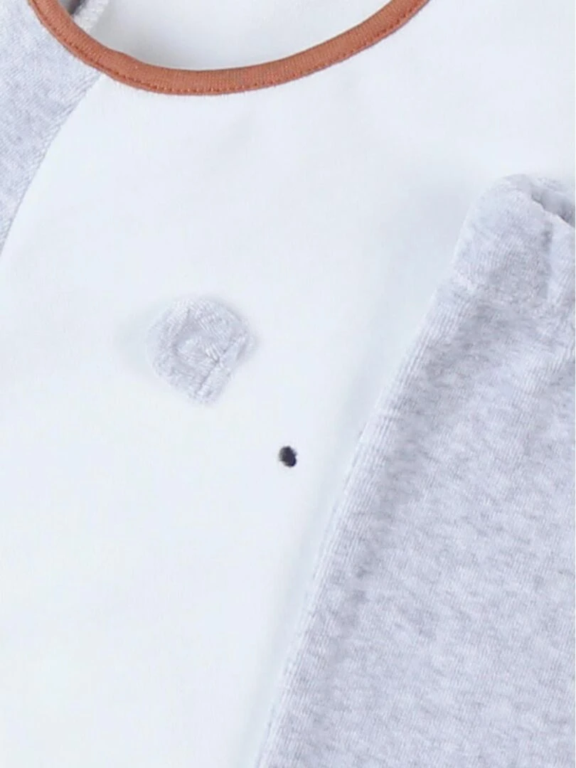 Pyjama 2 pièces ours en velours  écru/gris chiné   Noukie's   Gris