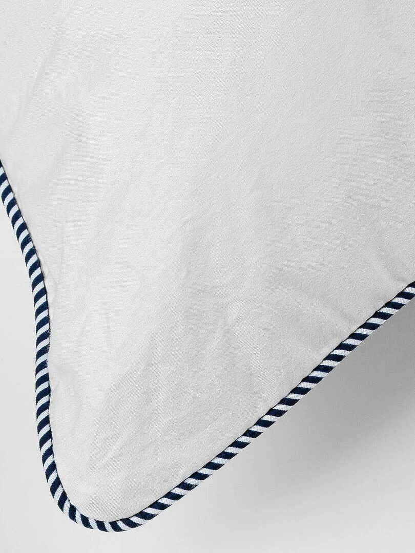 Oreiller en percale de coton avec passepoil Blanc