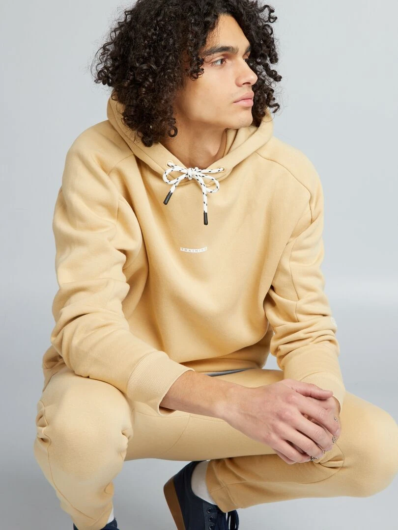 Sweat à capuche avec poches plaquées Beige