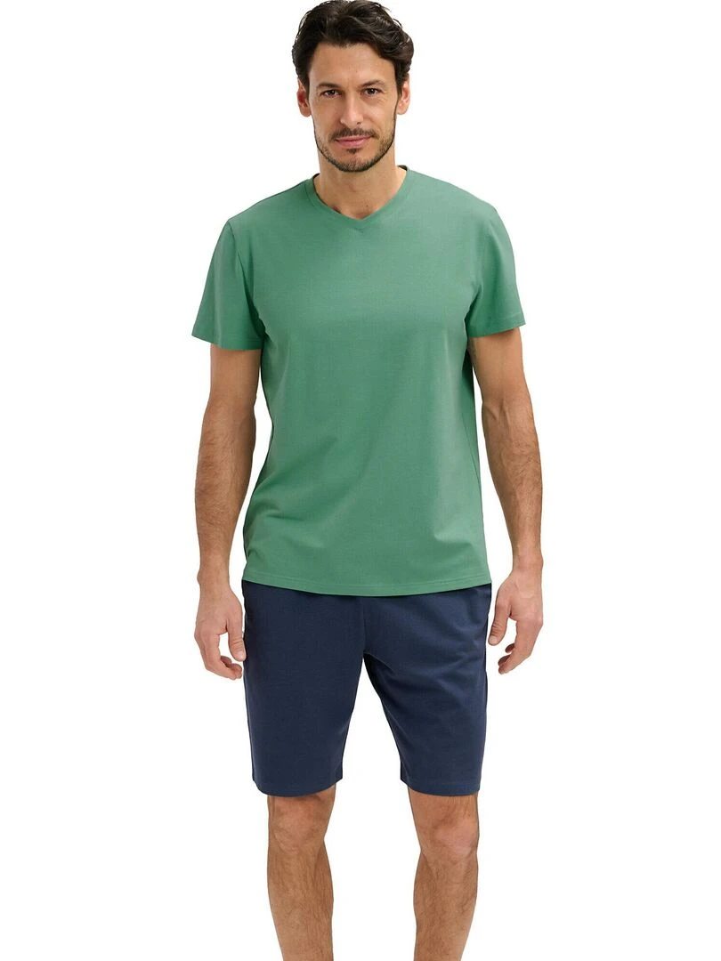 Pyjama short t shirt Troy Vert