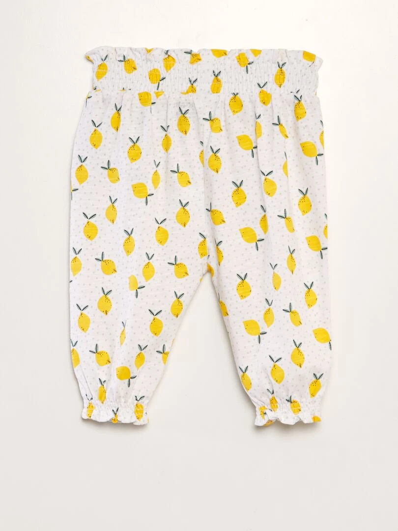 Pantalon type sarouel Blanc/jaune