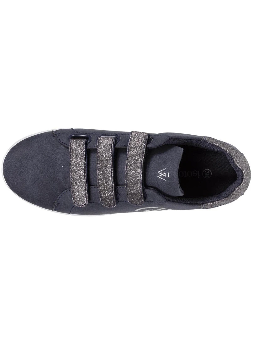 Isotoner Baskets Femme Scratch Pailleté Bleu Bleu