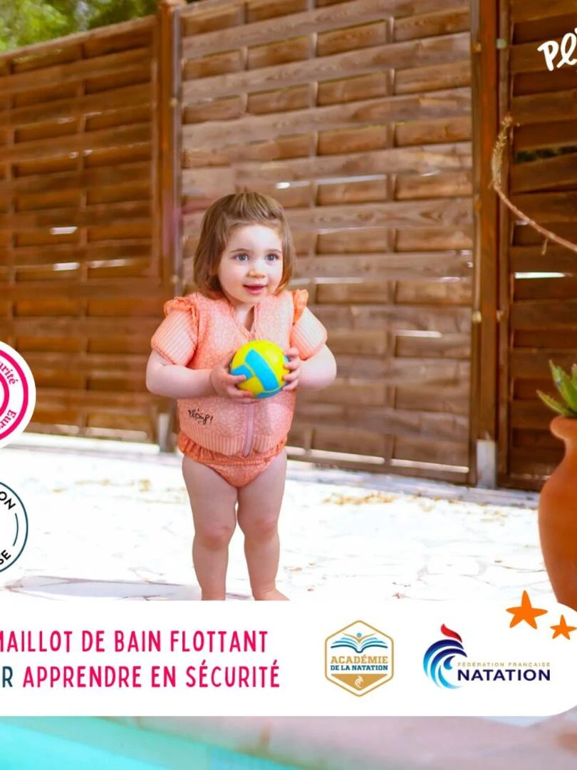 Maillot de Bain Wild Enfant avec Flotteurs Accessoire de Natation Fille Rose pâle