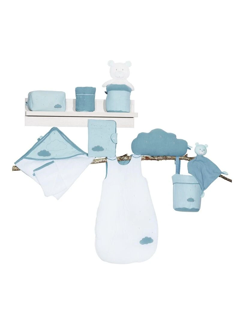 Lot de 3 paniers de rangement en coton   SAUTHON   Bleu