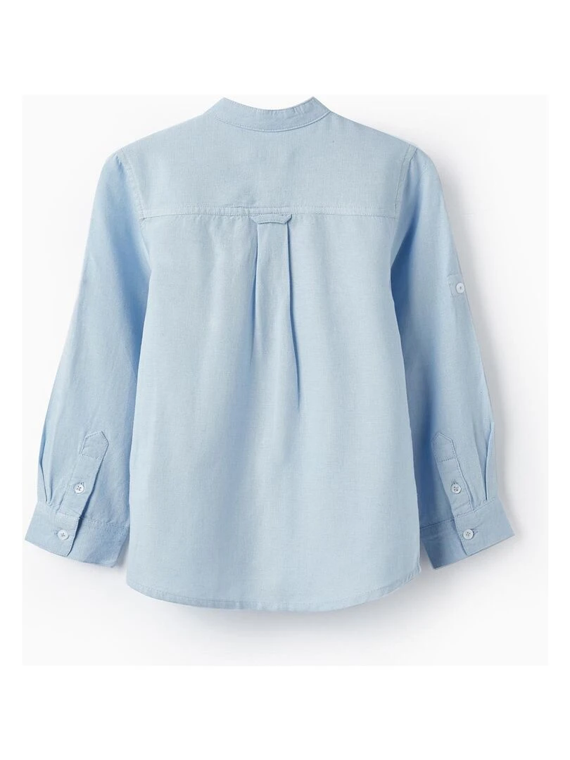 Chemise à manches longues en lin pour garçon manches longues CÉRÉMONIE Bleu clair