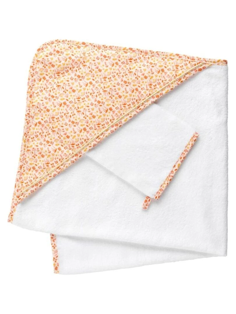 Cape de bain + gant de toilette Esmée Rouge