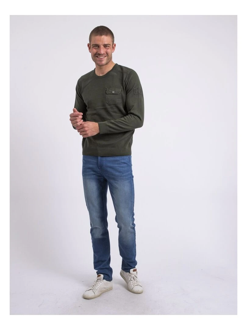 Pull fin col rond AMARTIN   Kaki