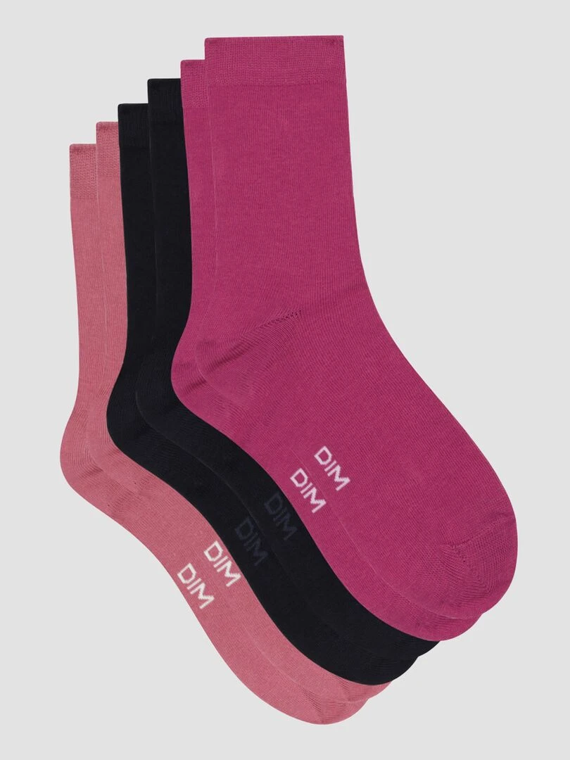 Lot de 3 paires de chaussettes 'Dim' Rose/Marine
