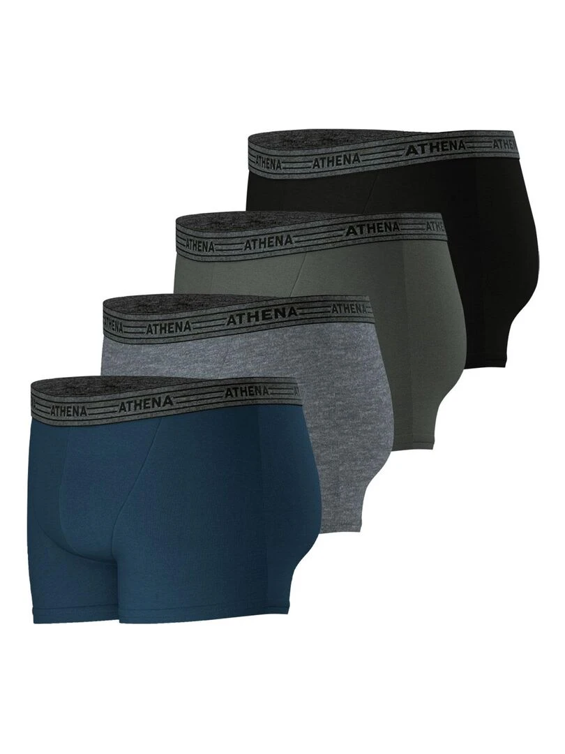 Lot de 4 boxers homme Ecopack   Bleu Kaki Gris