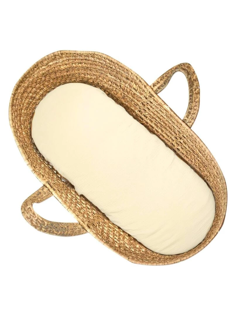 Drap housse couffin ovale en gaze de coton Jeanne Ecru