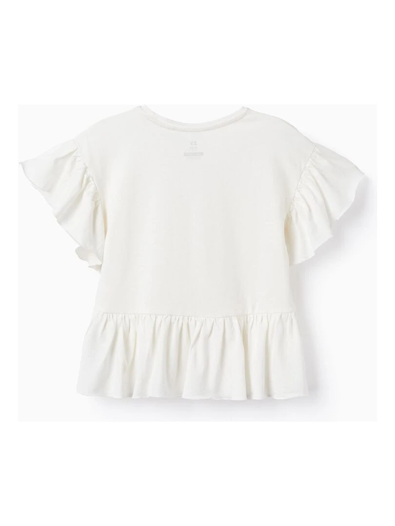 T shirt en Coton à Volants pour Fille manches courtes EXPLORING AUSTRALIA Blanc