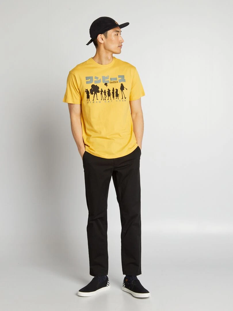 T shirt 'One Piece' à col rond avec imprimé   jaune