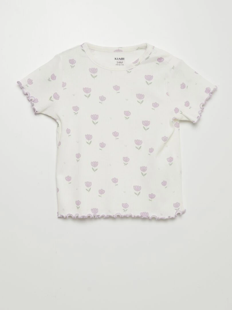 Ensemble T shirt + short de pyjama 2 pièces Blanc
