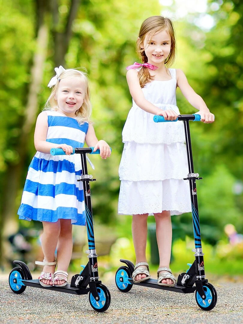Trottinette pliable enfant frein guidon réglable acier bleu   Bleu
