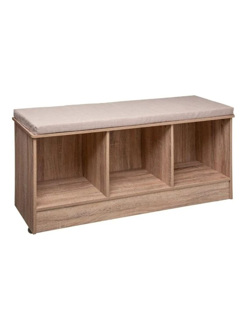 Banc bois 3 cases mix naturel Beige