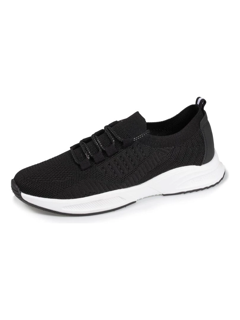 Baskets Confort Femme Slip on à lacets Noir Noir