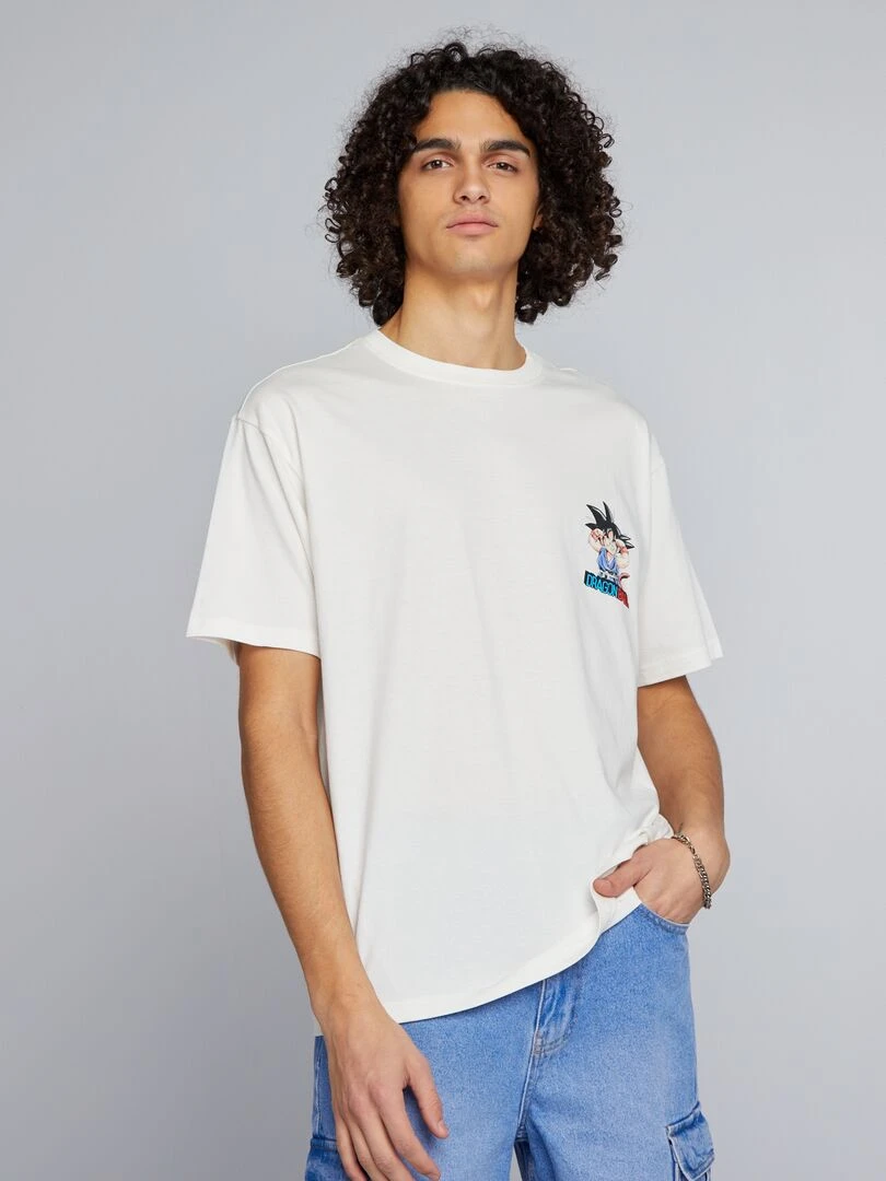 T shirt oversize en coton 'Dragon Ball Z' blanc