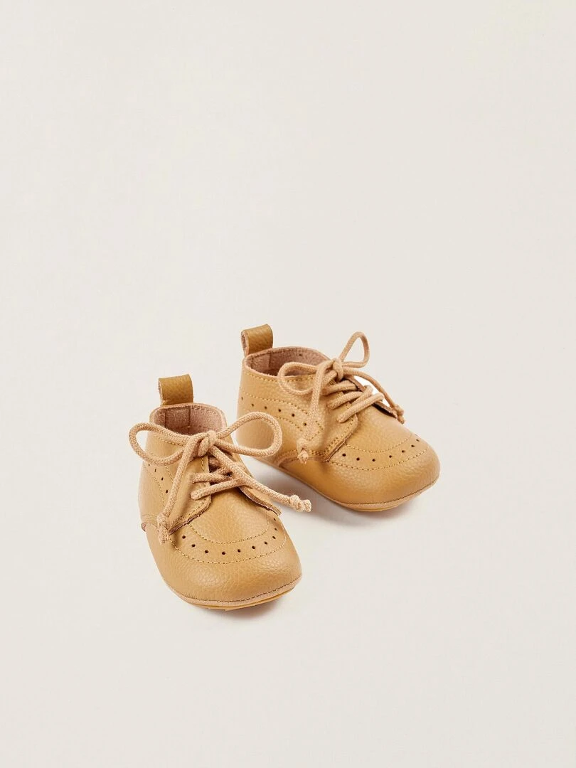 Chaussures en cuir pour nouveau né ATLANTIC COMPANY Beige clair
