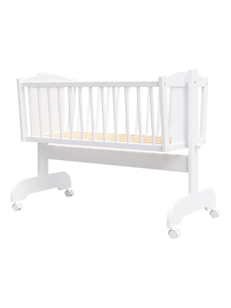 Berceau bébé VICTORIA 90x40 cm Matelas Inclus Blanc