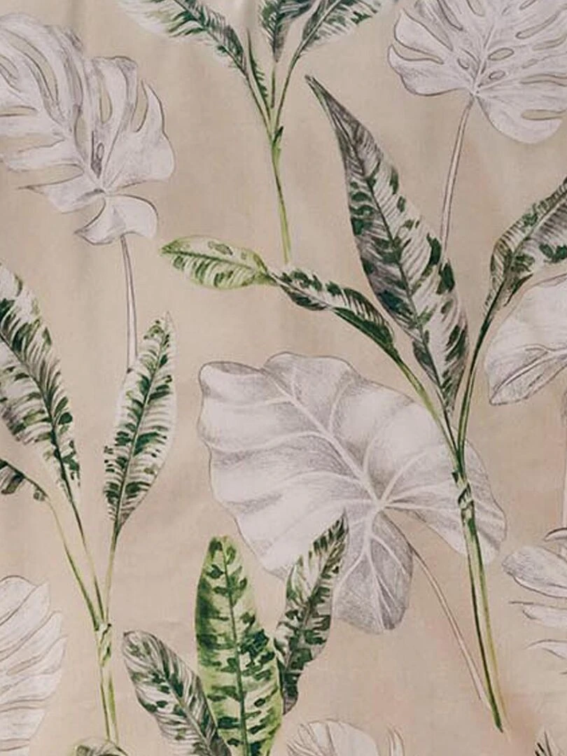 Taie de traversin en satin aux impressions exotiques   Beige