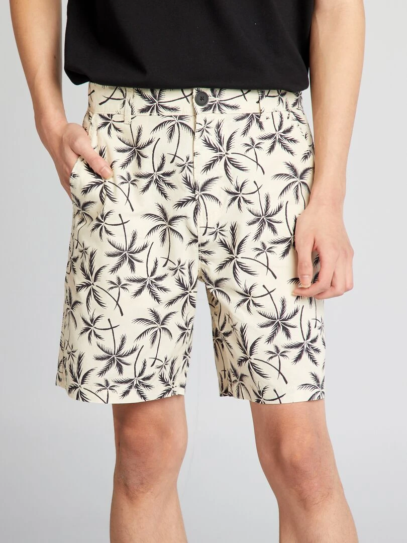 Short en coton imprimé   Beige