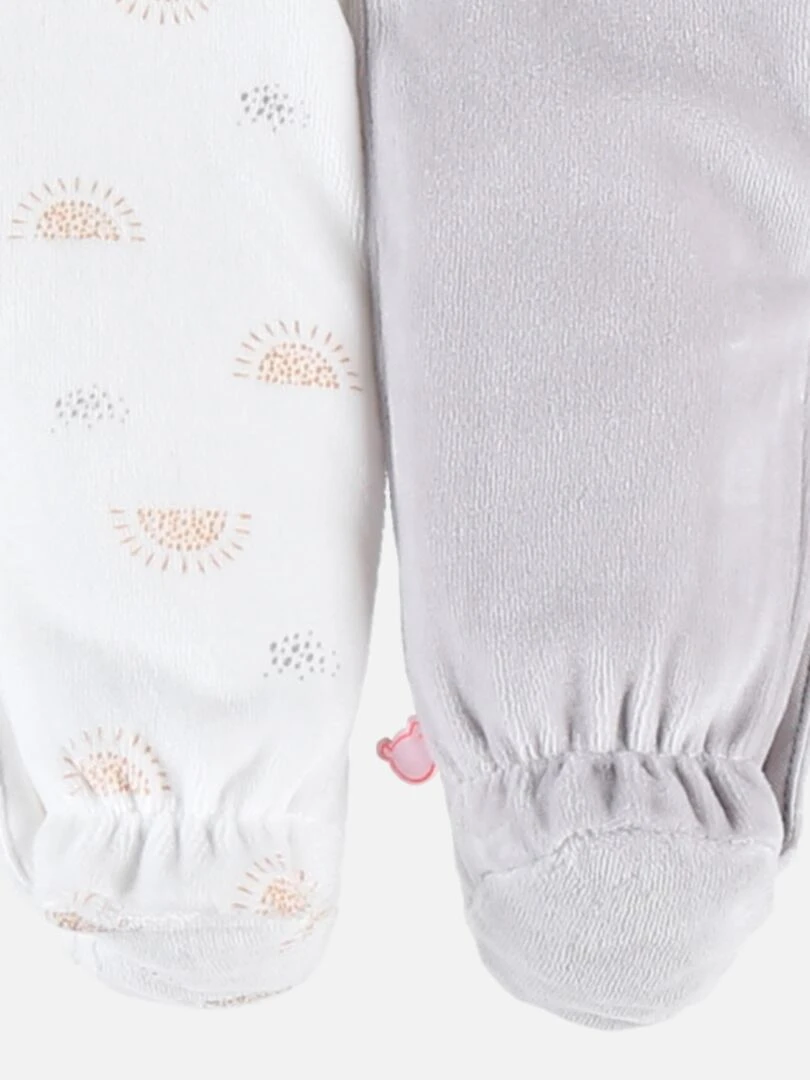 Set de 2 pyjamas 1 pièce en velours  clair/écru   Noukie's   Blanc