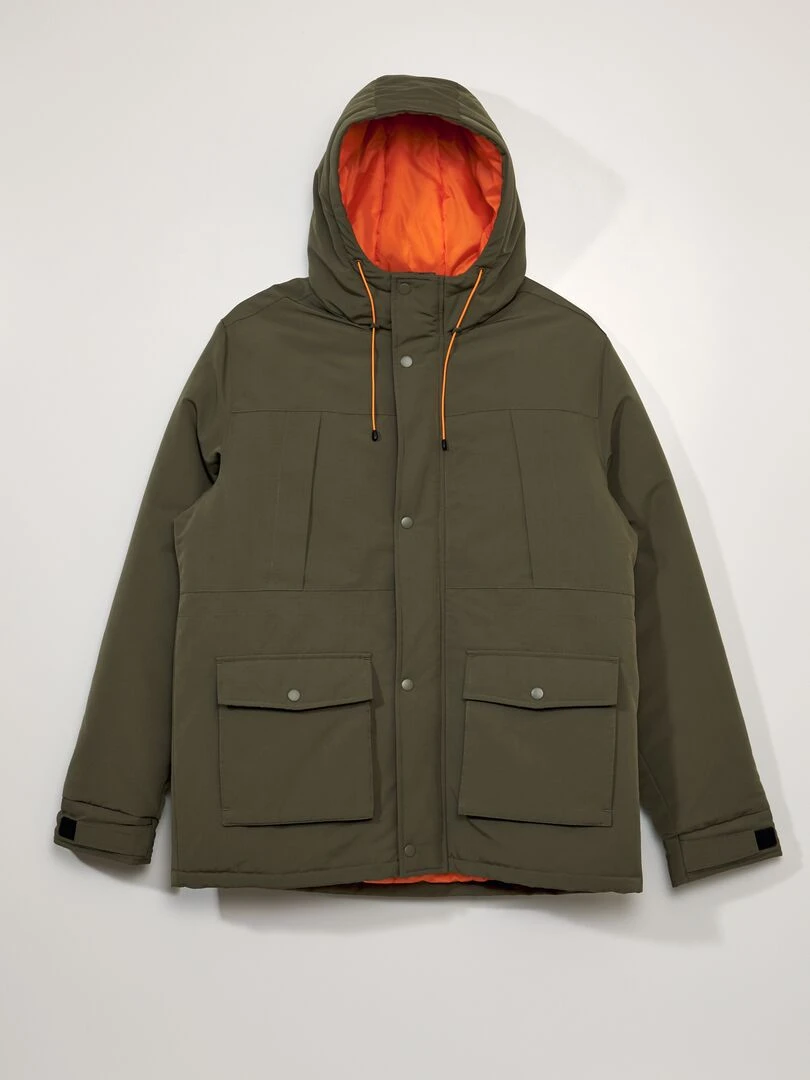 Parka chaude à capuche Kaki