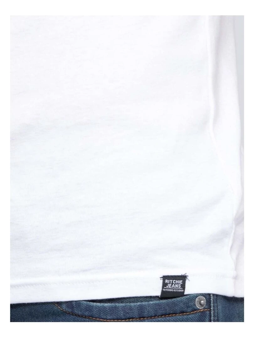 T shirt col rond pur coton organique WARRY Blanc