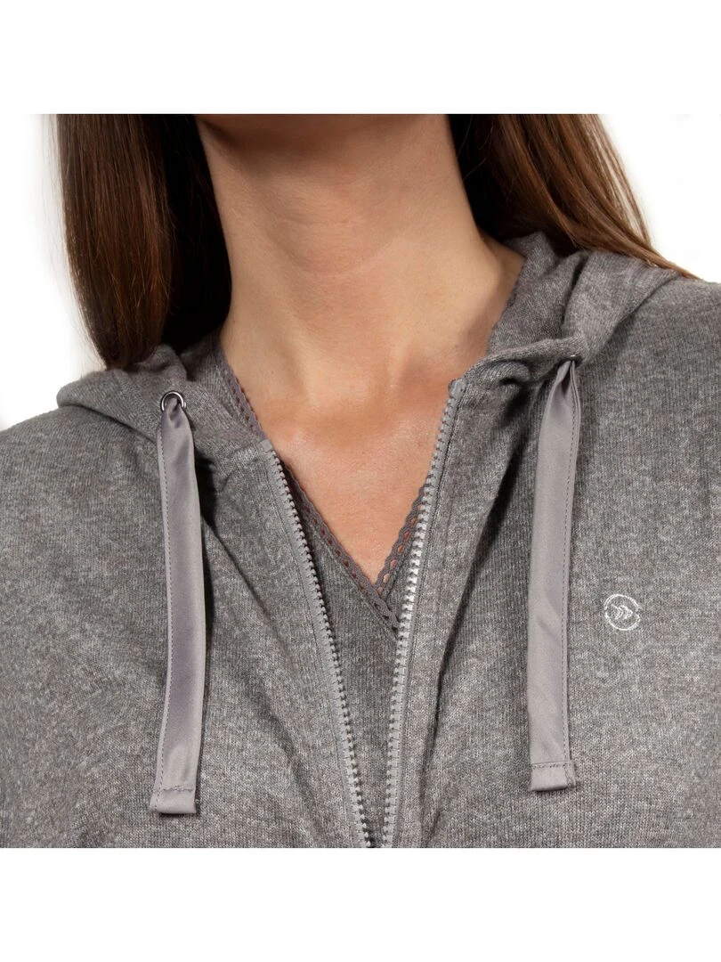 Sweat shirt à capuche Femme Gris chiné Gris