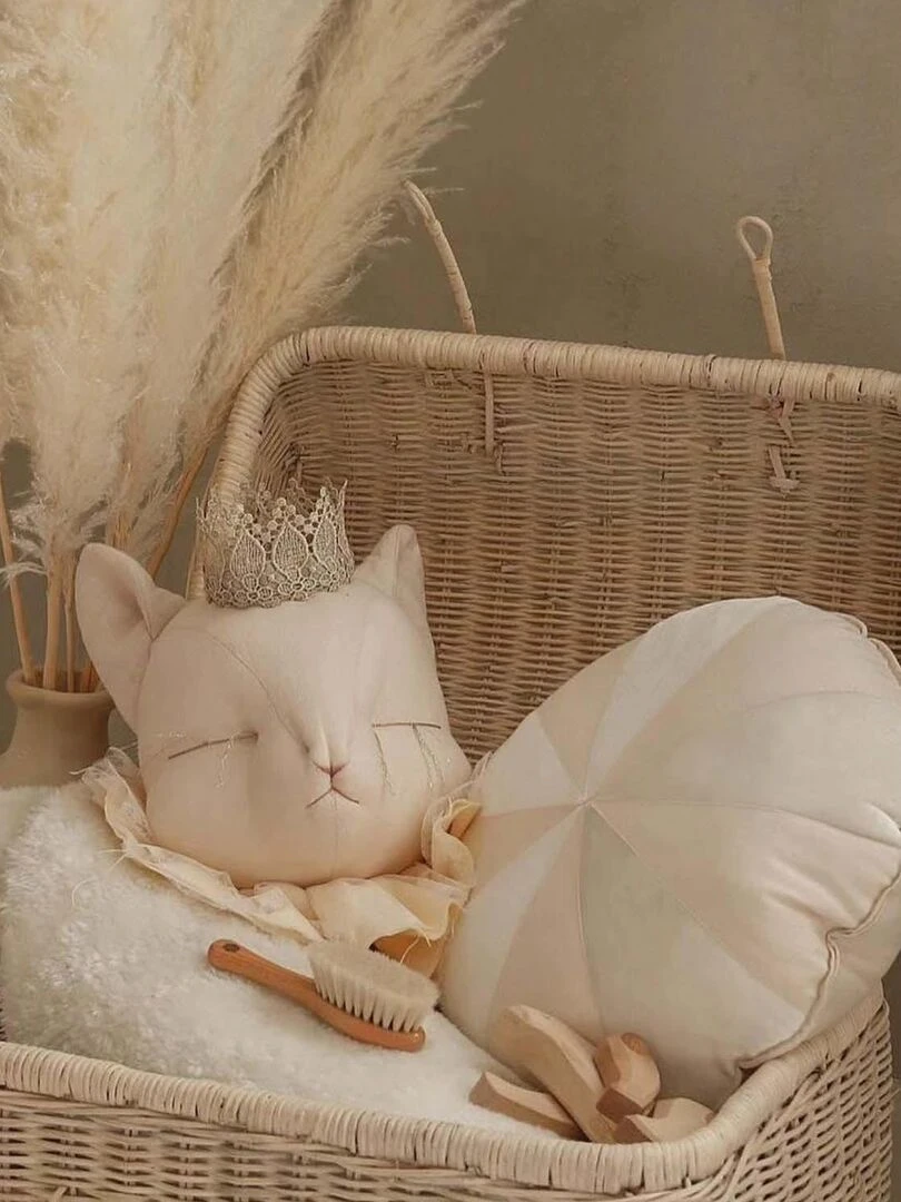 Trophée mural enfant Chat Mia Ecru