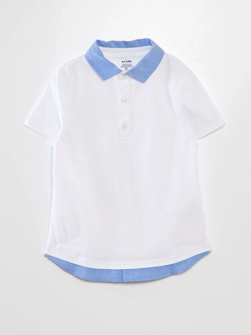 Polo en coton avec col contrastant blanc