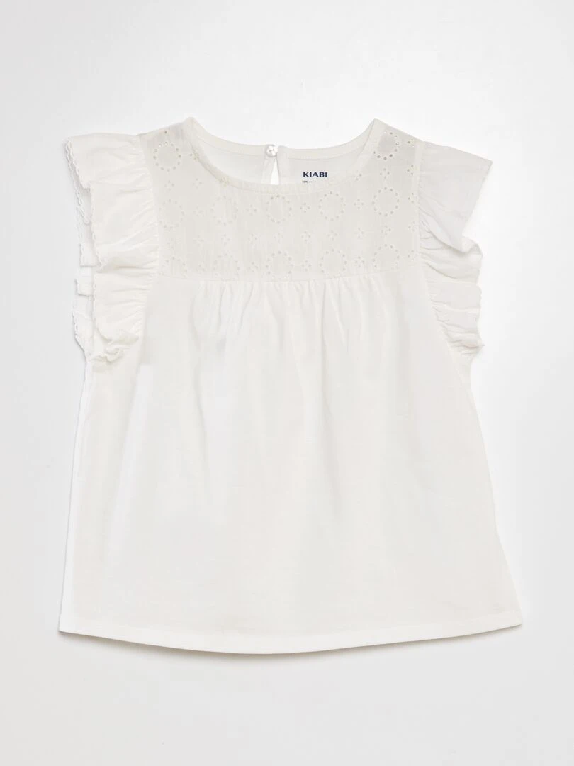 T shirt avec broderie blanc