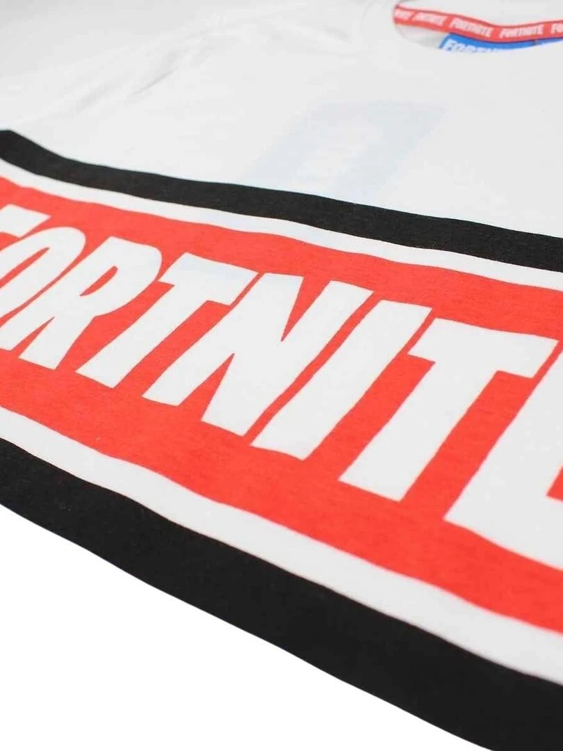 Fortnite   T shirt garçon imprimé Fortnite en coton   Blanc