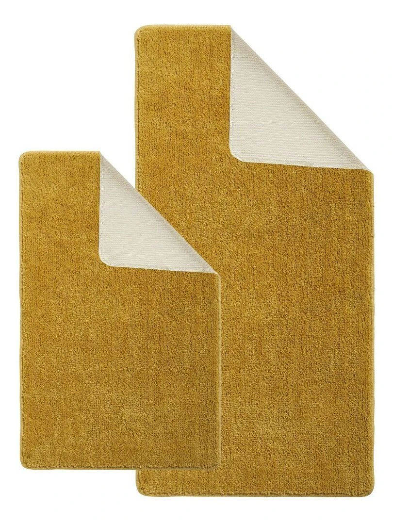 Guy Levasseur Lot de 2 tapis de bain polyester 60x120cm + 50x80cm miel Jaune