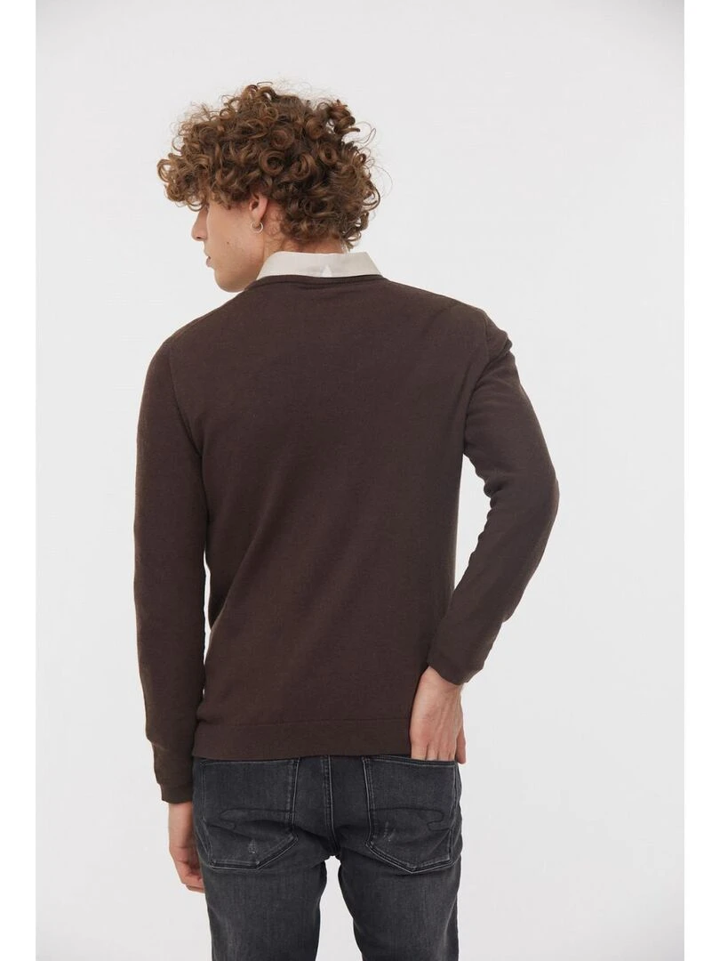 Lee Cooper   Pull coton regular CIFAR   Marron foncé