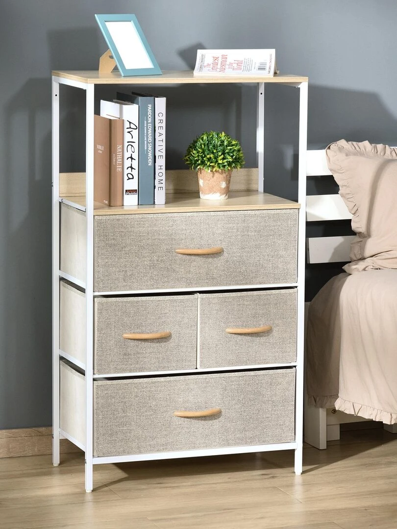 Commode 4 tiroirs 58 x 29 x 103 cm gris Gris