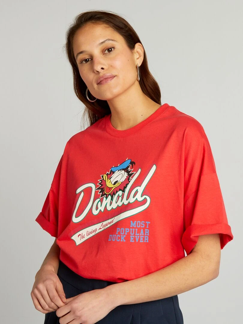 T shirt 'Donald Duck' de 'Disney' en coton Rouge