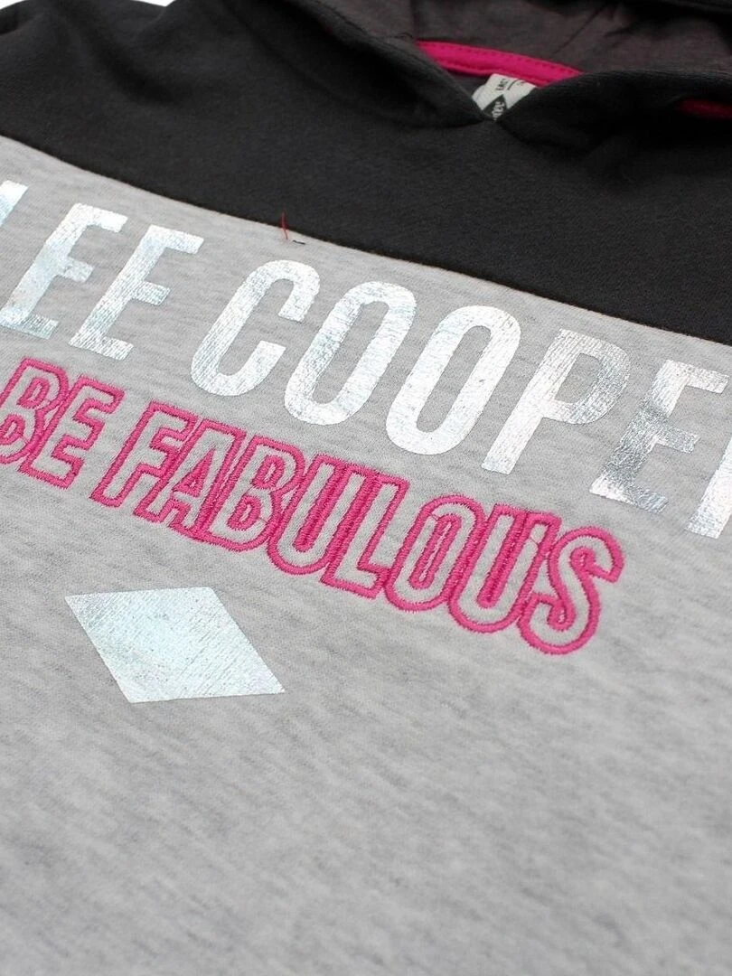Lee Cooper   Sweat fille imprimé logo en coton   Gris