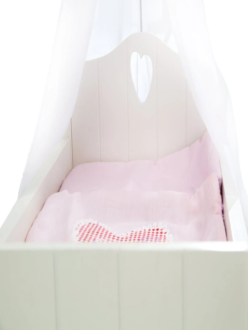 ROBA Lit pour Poupée en Bois "Fienchen" Inclus Textile Rose   Laqué Blanc   N/A