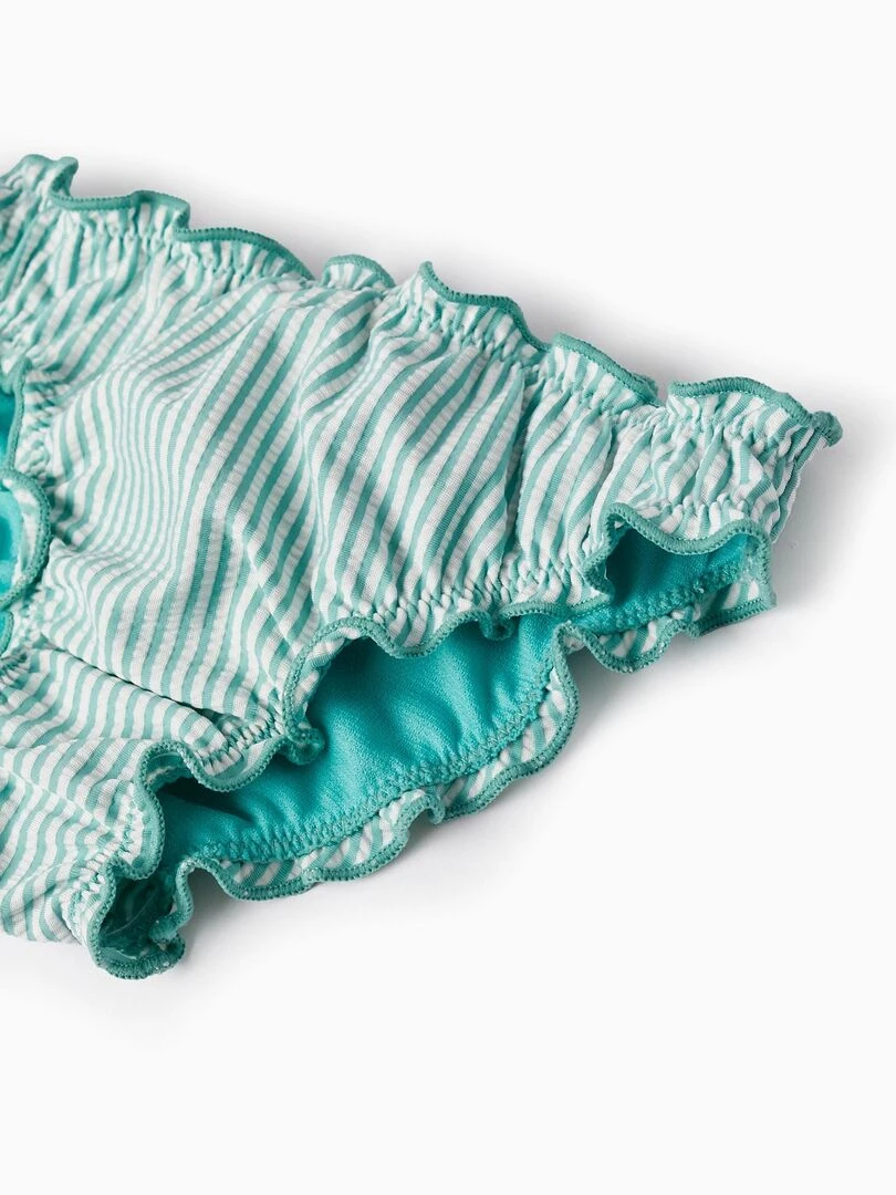 Bikini à Rayures et à Volants pour Fille   Vert