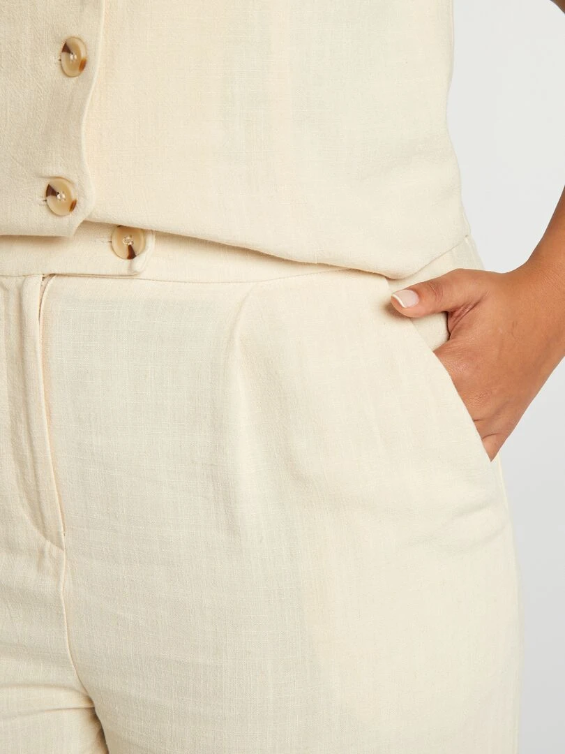 Pantalon de tailleur en lin mélangé   Beige