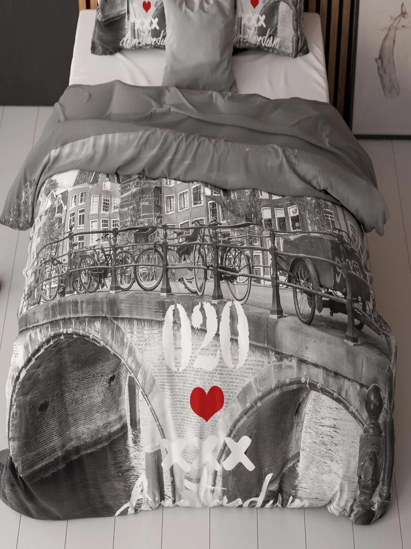 Parure de Lit Coton Pont d'Amsterdam Gris