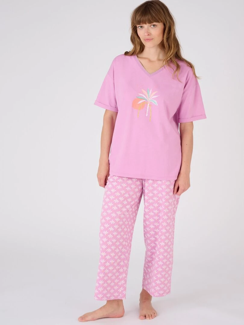 Pyjama 7/8ème pur coton Damart Violet