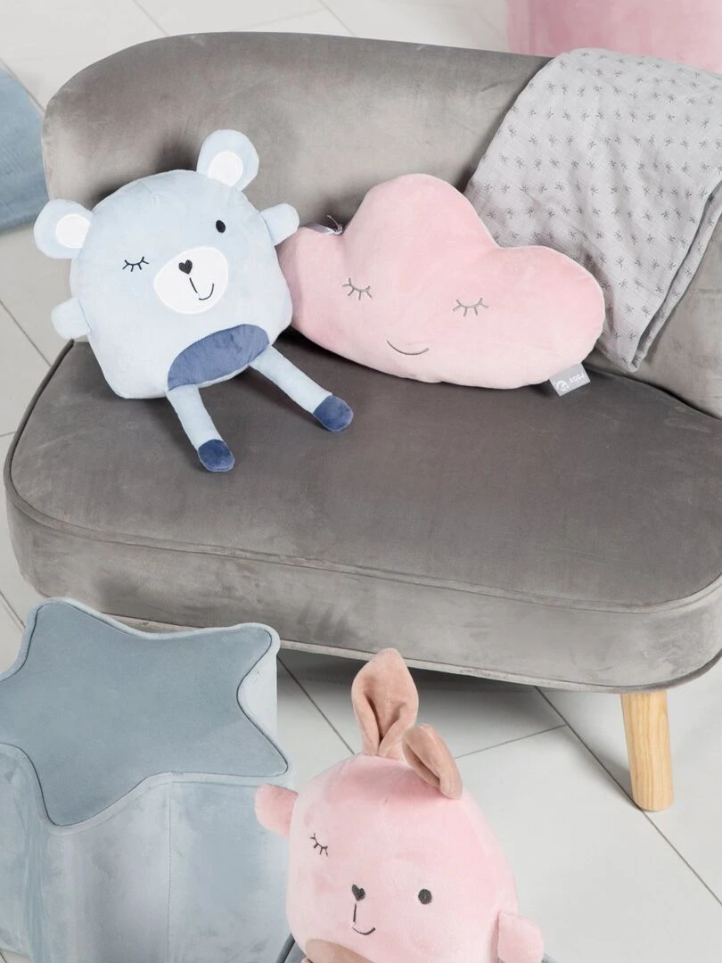 ROBA Canapé Enfant en Velours "Lil Sofa" Scandinave 2 Places Feuteuil Rétro Confortable Gris Gris